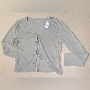 GAP Women's Tie-Front Top Medium sage green